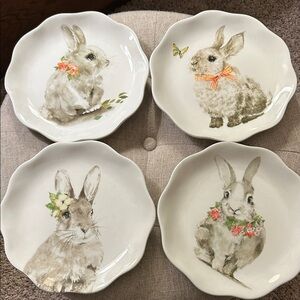 Set of 4 Bunny Salad Plates—Pier 1–Perfect Condition